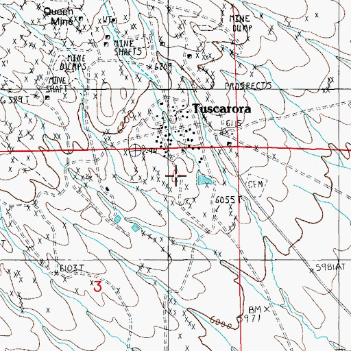 Topographic Map of Dexter Mine, NV