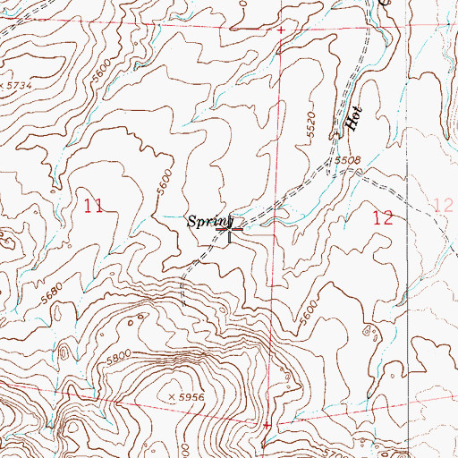Topographic Map of Hot Creek Spring, NV
