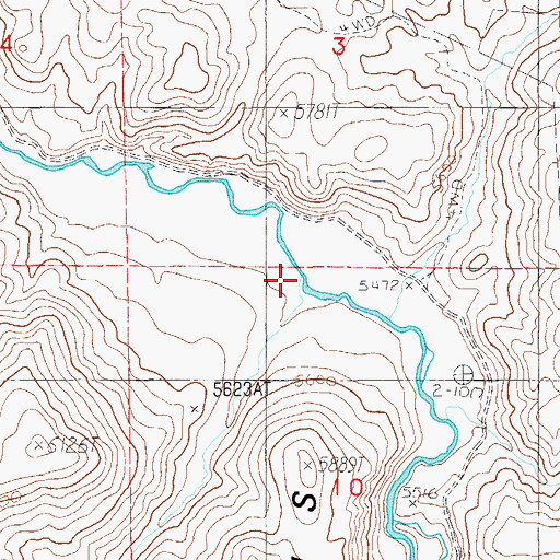 Topographic Map of Cottonwood Creek, NV
