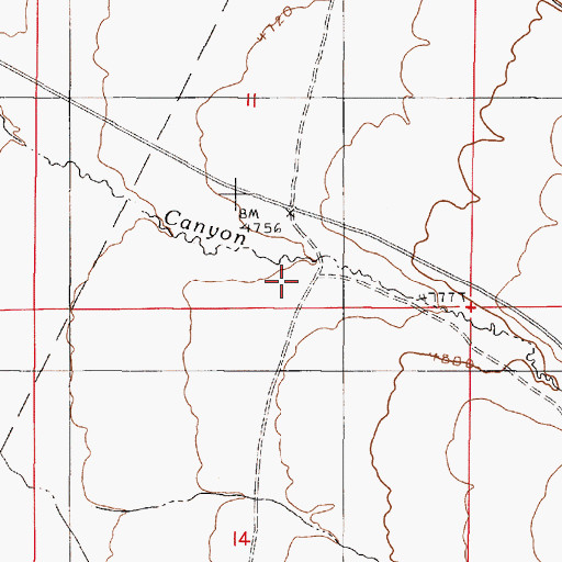 Topographic Map of Caon Creek Station (historical), NV