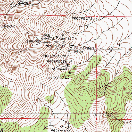 Topographic Map of Gem Mine, NV
