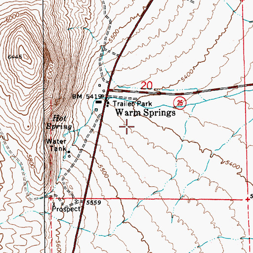 Topographic Map of Warm Springs Airport (historical), NV
