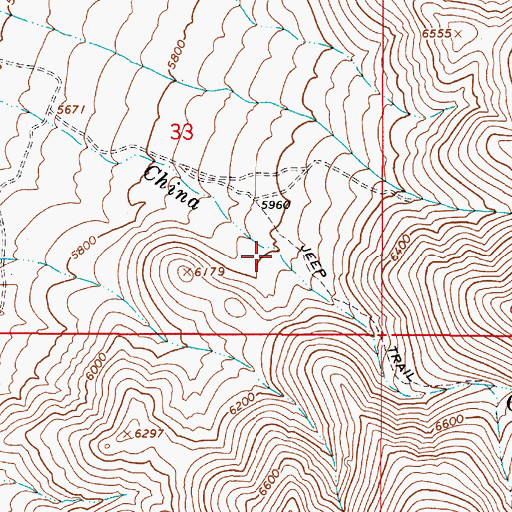 Topographic Map of China Canyon, NV