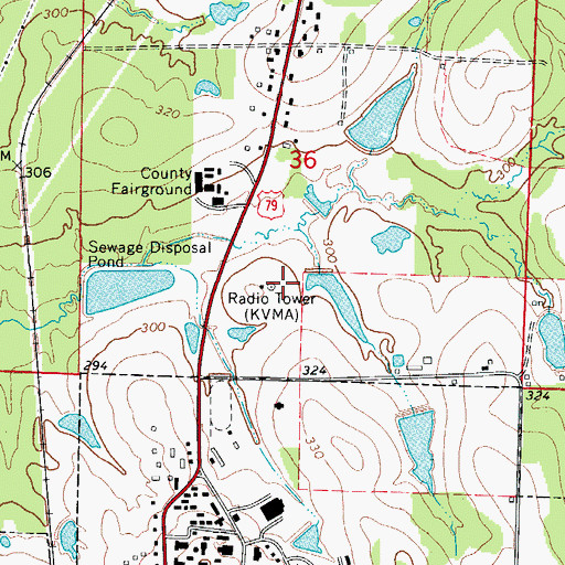 Topographic Map of KVMA-FM (Magnolia), AR