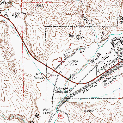 Topographic Map of Independent Order of Odd Fellows Cemetery, NV