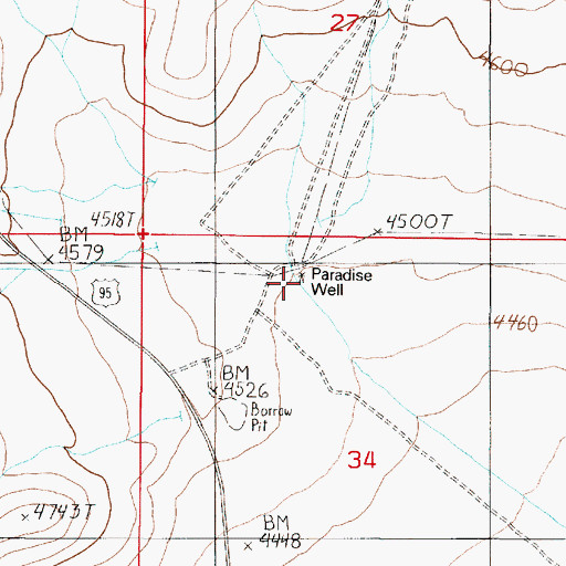 Topographic Map of Paradise Well, NV