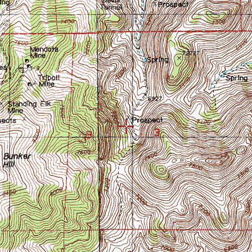 Topographic Map of Highland (historical), NV