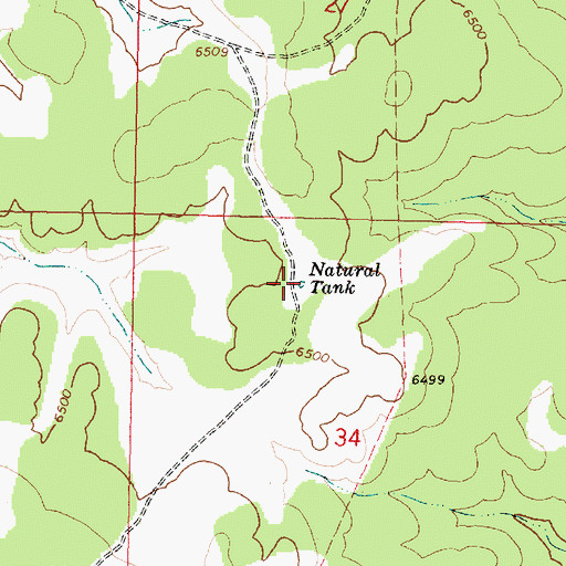 Topographic Map of Natural Tank, AZ