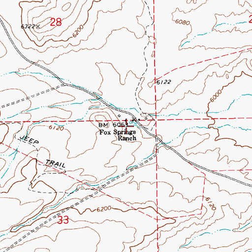 Topographic Map of Fox Springs, NV