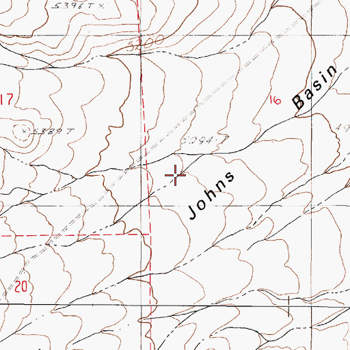 Topographic Map of Johns Basin, NV