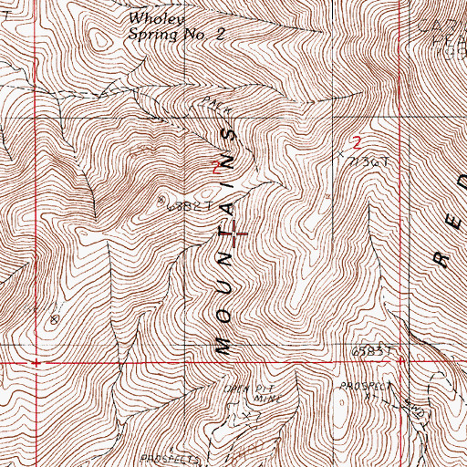 Topographic Map of Red Mountains, NV