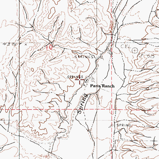 Topographic Map of Paris Ranch, NV