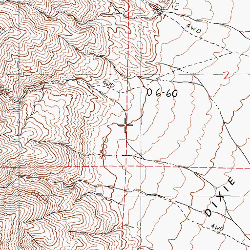 Topographic Map of Iron Hat Canyon, NV