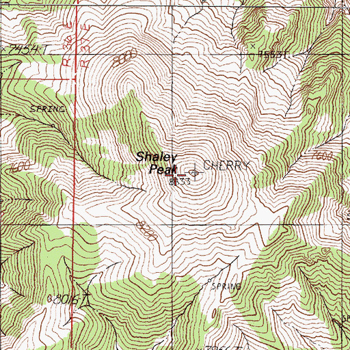 Topographic Map of Shaley Peak, NV