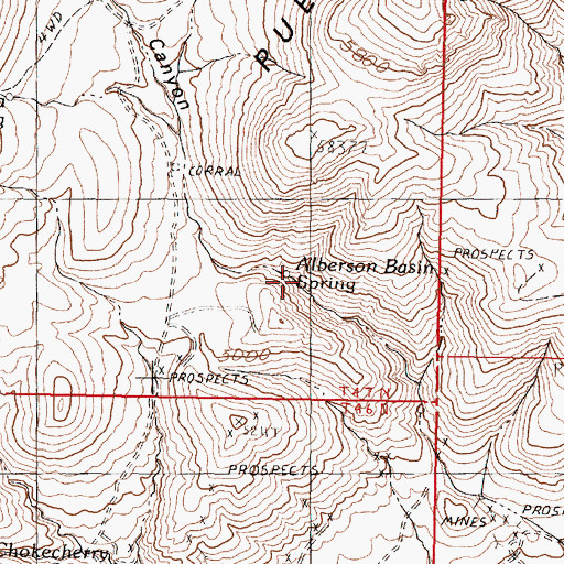 Topographic Map of Alberson Basin Spring, NV