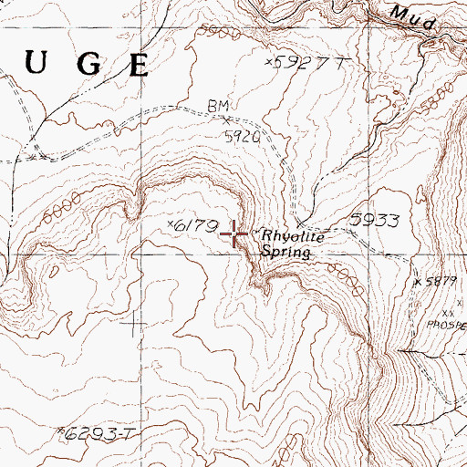 Topographic Map of Rhyolite Spring, NV