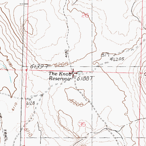 Topographic Map of The Knob Reservoir, NV