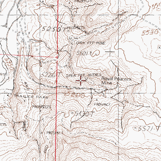 Topographic Map of Royal Peacock Mine, NV