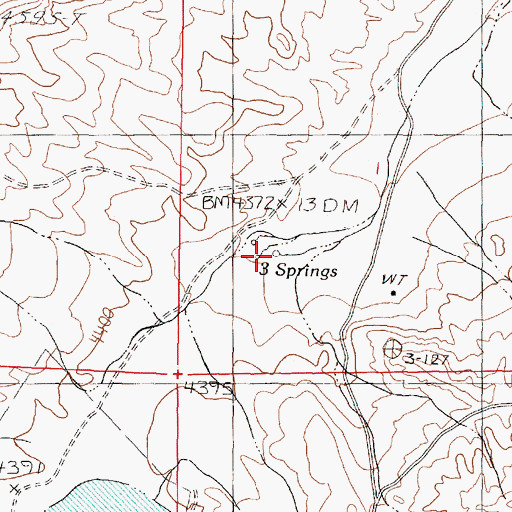 Topographic Map of Three Springs, NV