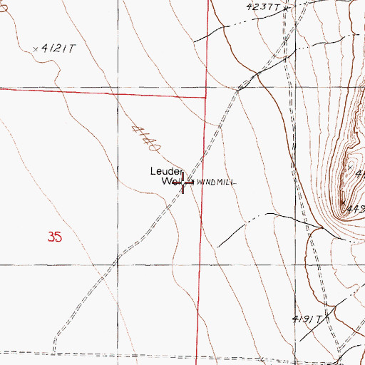 Topographic Map of Leuder Well, NV