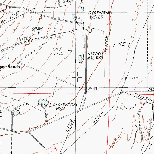 Topographic Map of Cottonwood Creek, NV
