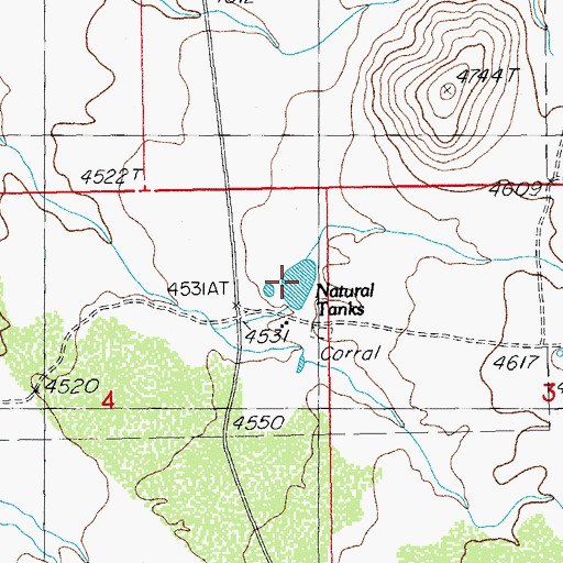 Topographic Map of Natural Tanks, AZ