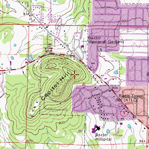 Topographic Map of KTLO-FM (Mountain Home), AR