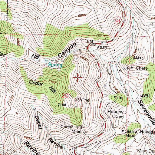 Topographic Map of Allen Mine, NV