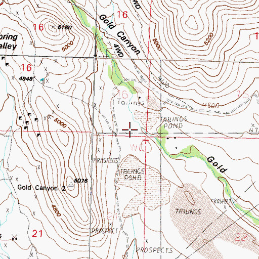 Topographic Map of Barrys Mill (historical), NV