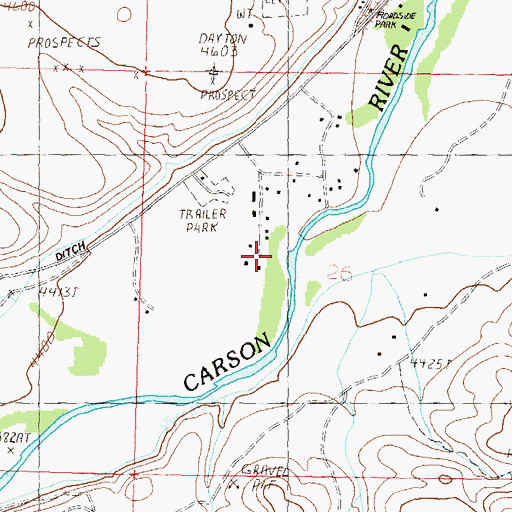 Topographic Map of Old Ophir Mill (historical), NV