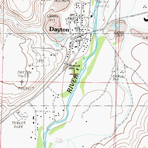 Topographic Map of Aurora Mill (historical), NV