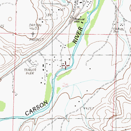 Topographic Map of Hastings and Woodworth Mill (historical), NV