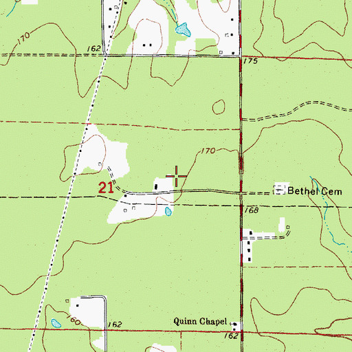 Topographic Map of KWLT-FM (North Crossett), AR