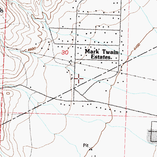 Topographic Map of Mark Twain Estates, NV