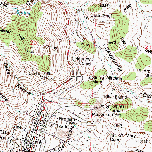 Topographic Map of North Ophir Mine, NV