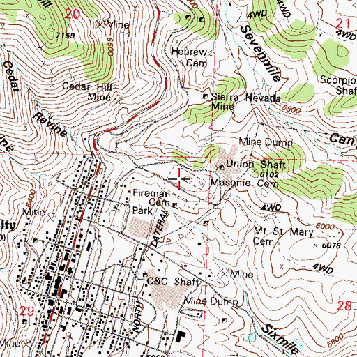 Topographic Map of Mexican Mill (historical), NV