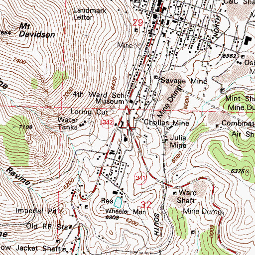 Topographic Map of S H and N Mill (historical), NV