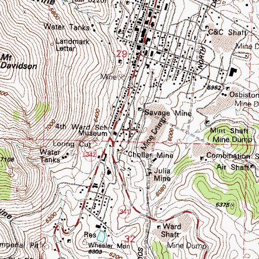Topographic Map of New Gould and Curry Mill (historical), NV