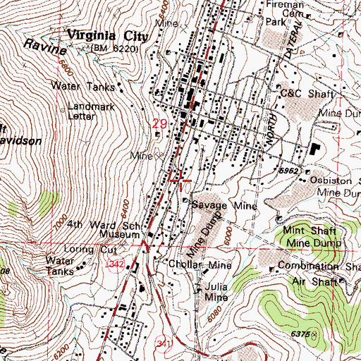 Topographic Map of Hoosier State Mill (historical), NV