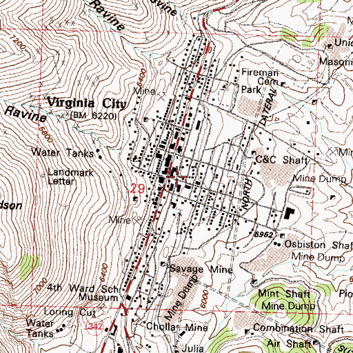 Topographic Map of Gould and Carvers Mill (historical), NV