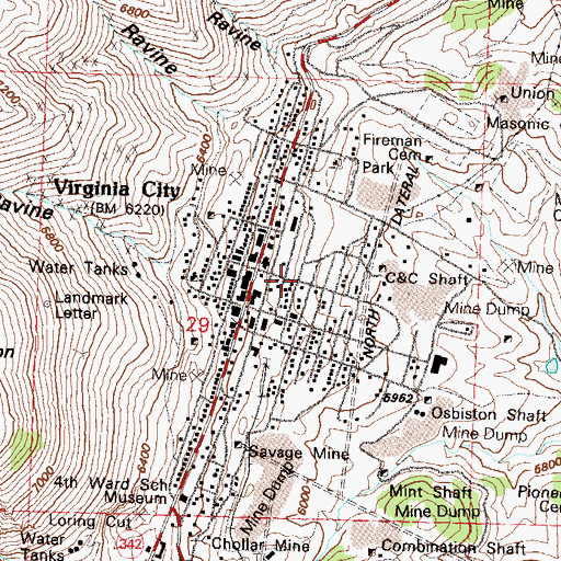Topographic Map of Consolidated Virginia Mill (historical), NV