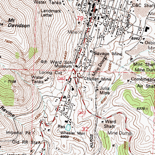 Topographic Map of Nevada Mill (historical), NV