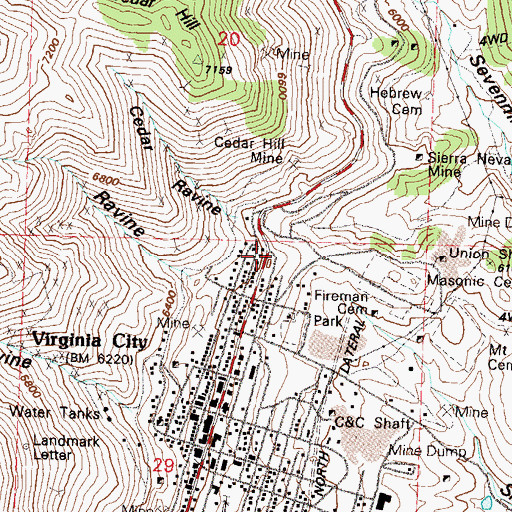 Topographic Map of Cedar Hill Mill (historical), NV