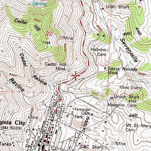 Topographic Map of Sacramento and Meredith Mill (historical), NV