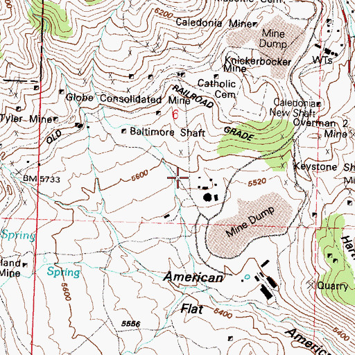 Topographic Map of The American Flat Mill (historical), NV