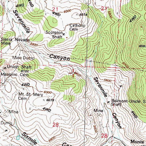 Topographic Map of Booths Mill (historical), NV