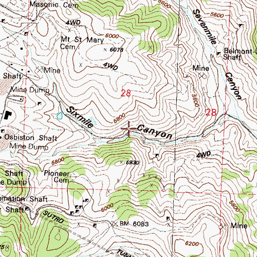 Topographic Map of Omega Mill (historical), NV