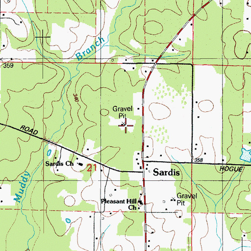 Topographic Map of KXIX-FM (Sheridan), AR