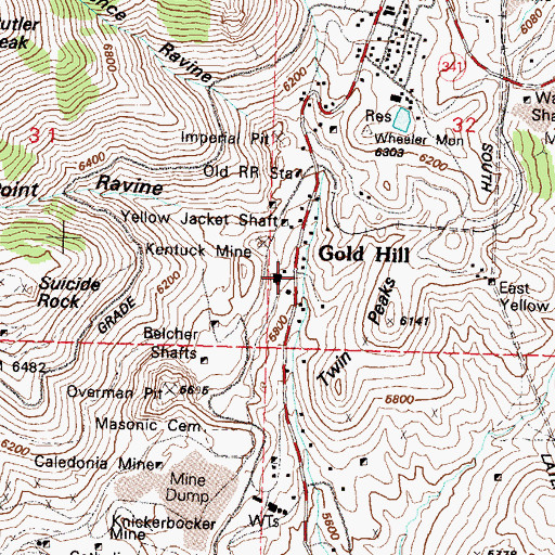 Topographic Map of Sutro Tunnel Coalition Mill, NV