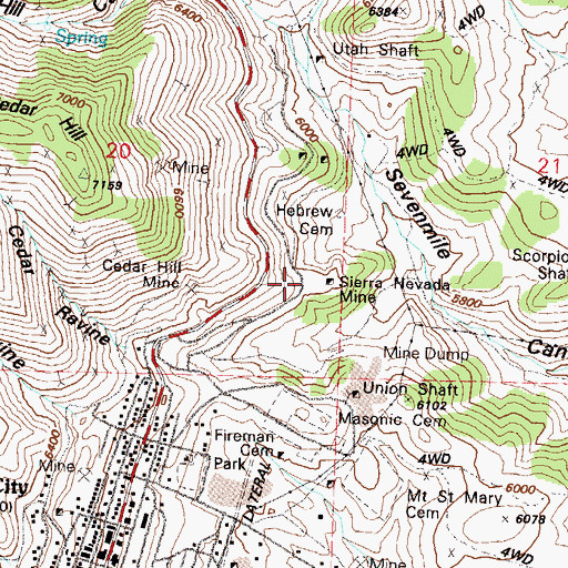 Topographic Map of Sierra Nevada Mill, NV